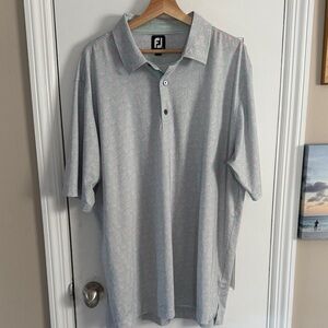 FootJoy Light Green Purple Golf Shirt for Men Farms Logo Left Arm Sleeve